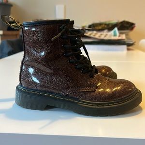 Girls chocolate brown glitter Doc Martin boots. Size 12